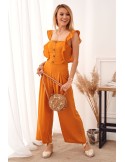 Mustard jumpsuit with wide legs 1059 - Online store - Boutique